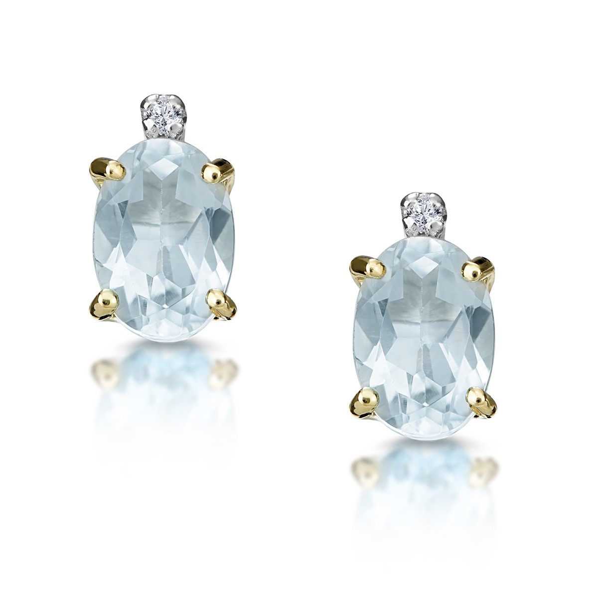 Graycn 1.00 Carat Aquamarine 4 Prong Set  Diamond Earrings