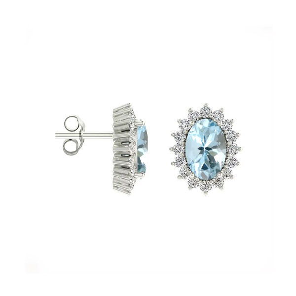 Aquamarine Oval Cut Batima  in 18K White Gold