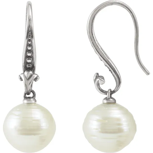 12mm Bishop Hoop Birthstone Fresh Water Pearl Earring Available in 9k,14k,18k,Platinum And Silver