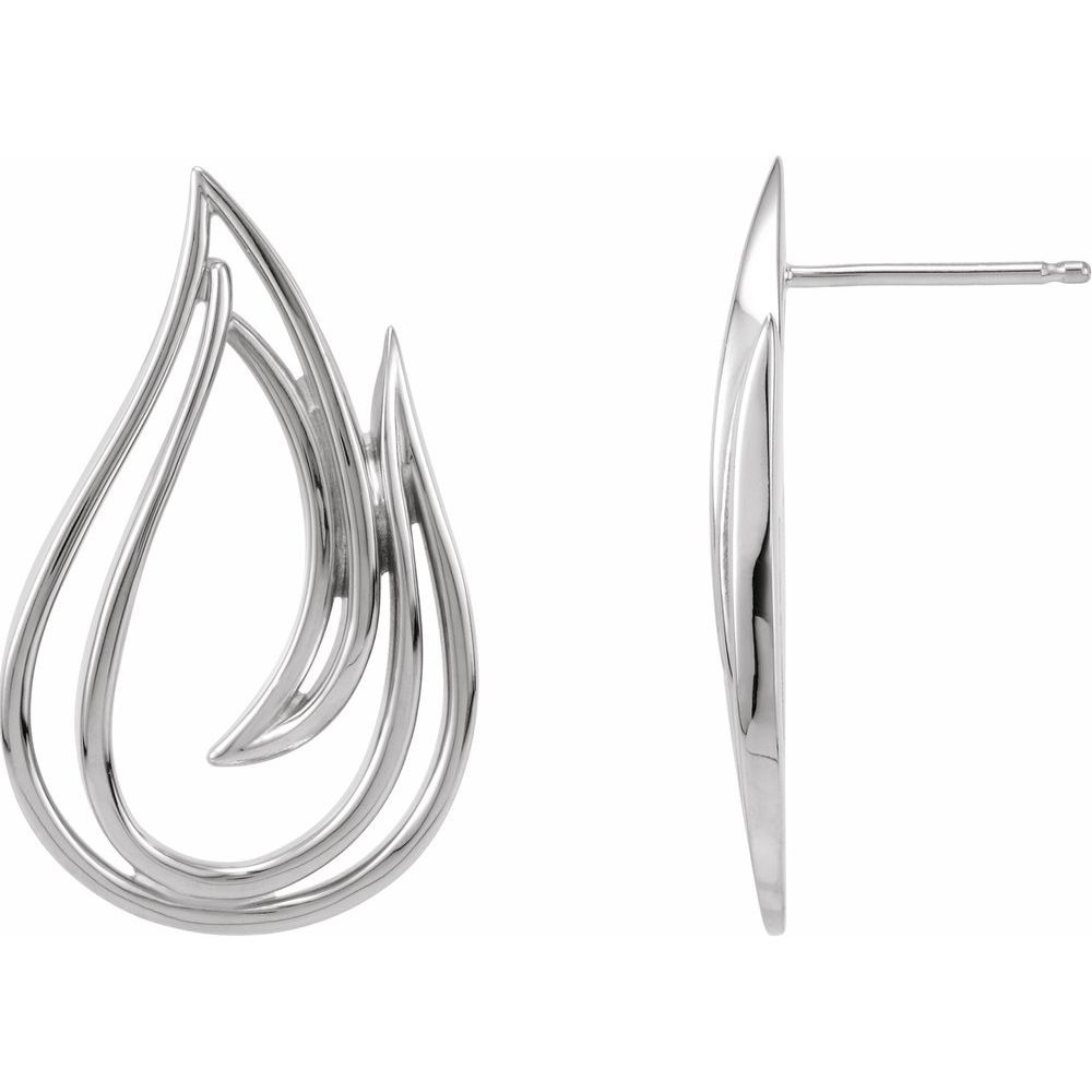 Oval Leaf Designed Hoop Earrings Available In 9k,14k,18k,Silver And Platinum
