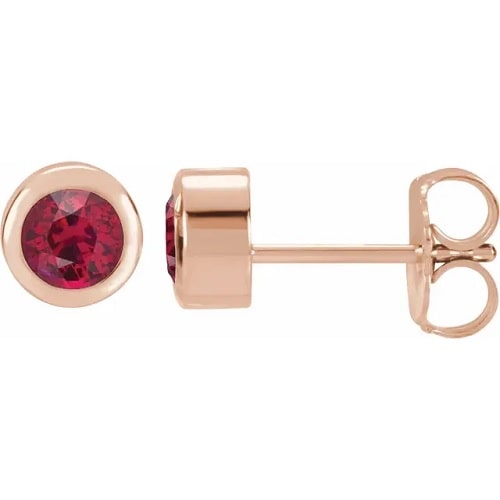 Holliston Natural Ruby Bezel Set  Diamond Earrings