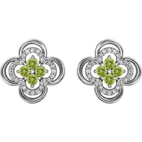 Auxilia 0.76 Carat Peridot  Diamond Earrings