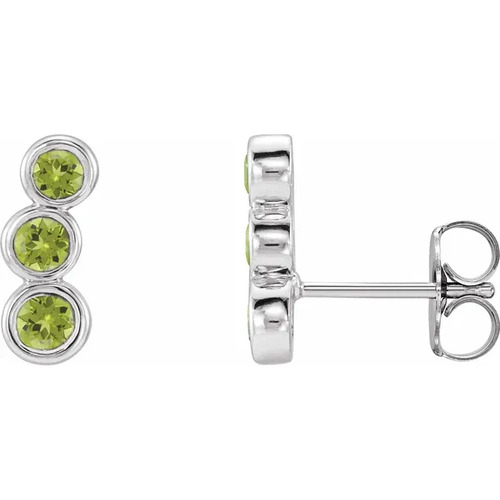 0.56ct Round Peridot Natural and Lab Made Stud Earring With Bezel Setting