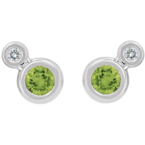 0.27ct Round Peridot Natural and Lab Made Stud Earring With Bezel Setting