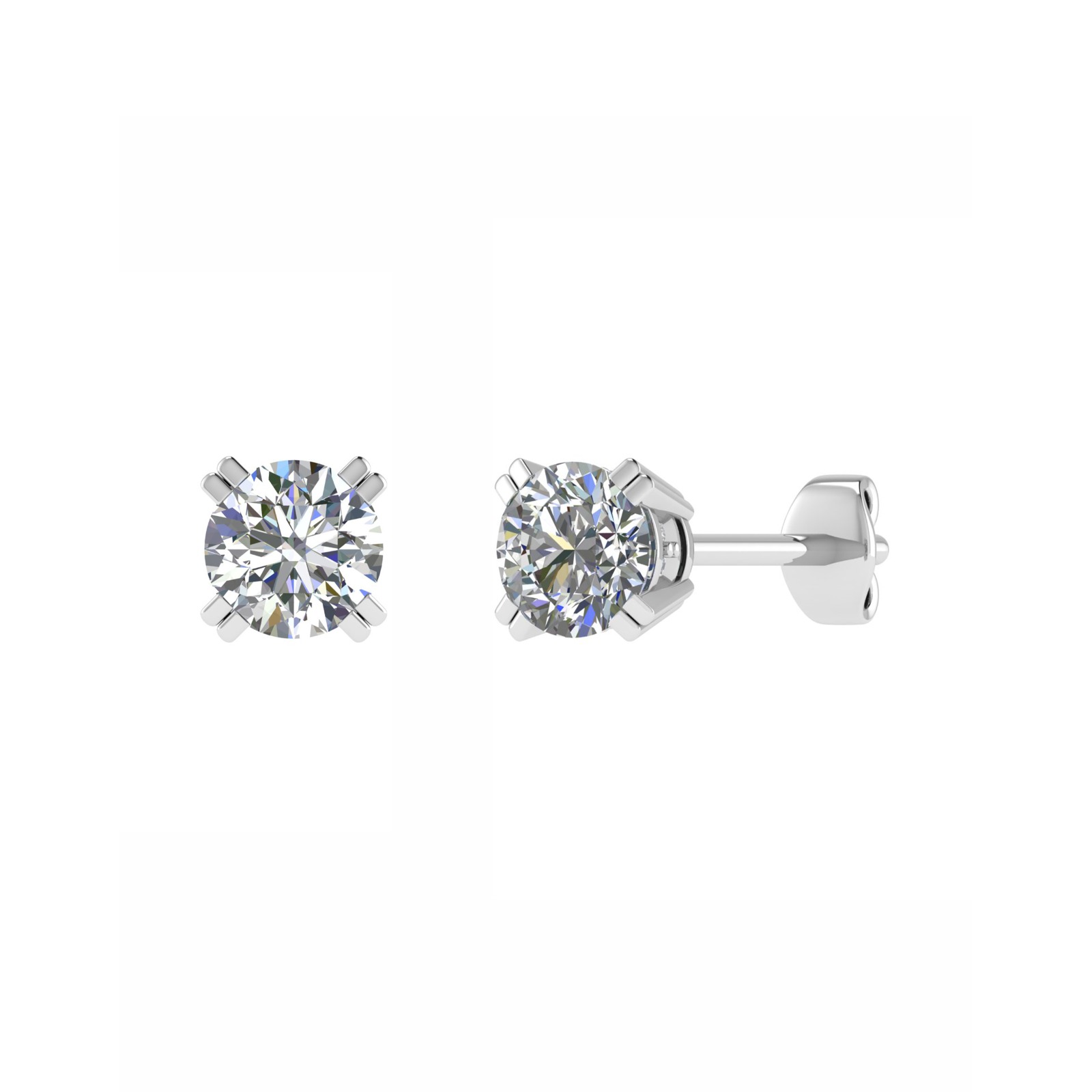 Double 4 Prong Stud Earring available in Gold and Platinum