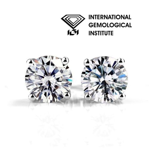 Juniper 1.00ct Lab Grown Round Diamond Earrings in Platinum – IGI Certified