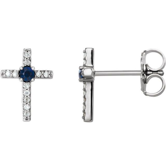 Rose 0.10 - 3.00 Carat Blue Sapphire 4 Prong  Diamond Earrings