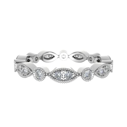 0.40 Carat Round Diamond Vintage Full Eternity Ring with Milgrain and Claw Set