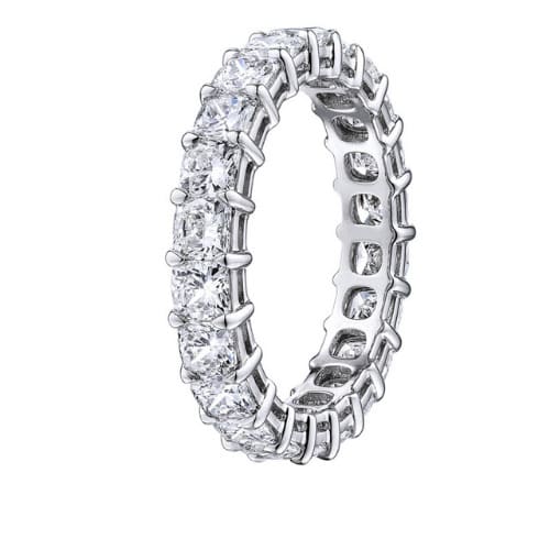 1.75 - 3.50 Carat Cushion Cut Diamond Full Eternity Ring with Claw Set