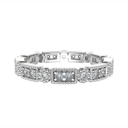 0.50 Carat Grain and Rubover Set Round Diamond Vintage Full Eternity Ring