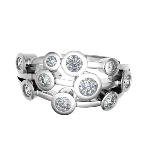 0.48 Carat Round Diamonds Bubble Design Half Eternity Ring with Rubover Set
