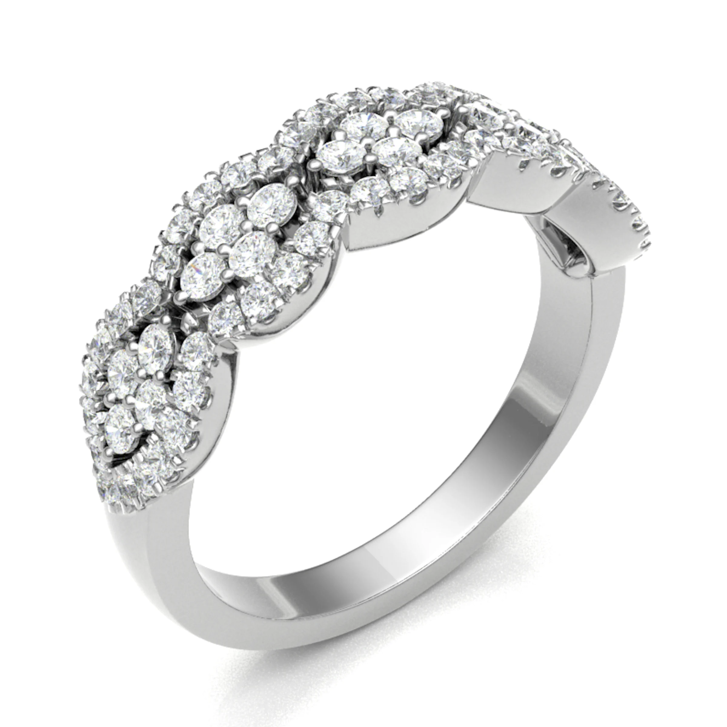 5.2mm 0.50 Carat Round Diamonds Fancy Half Eternity Ring with Micro Claw Set