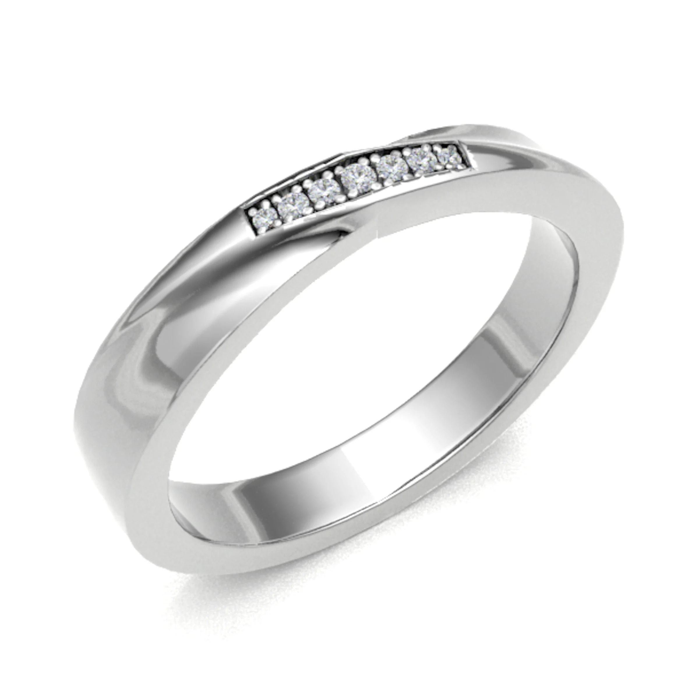 3mm 0.10 Carat Round Diamonds Crossover Half Eternity Ring with Grain Set