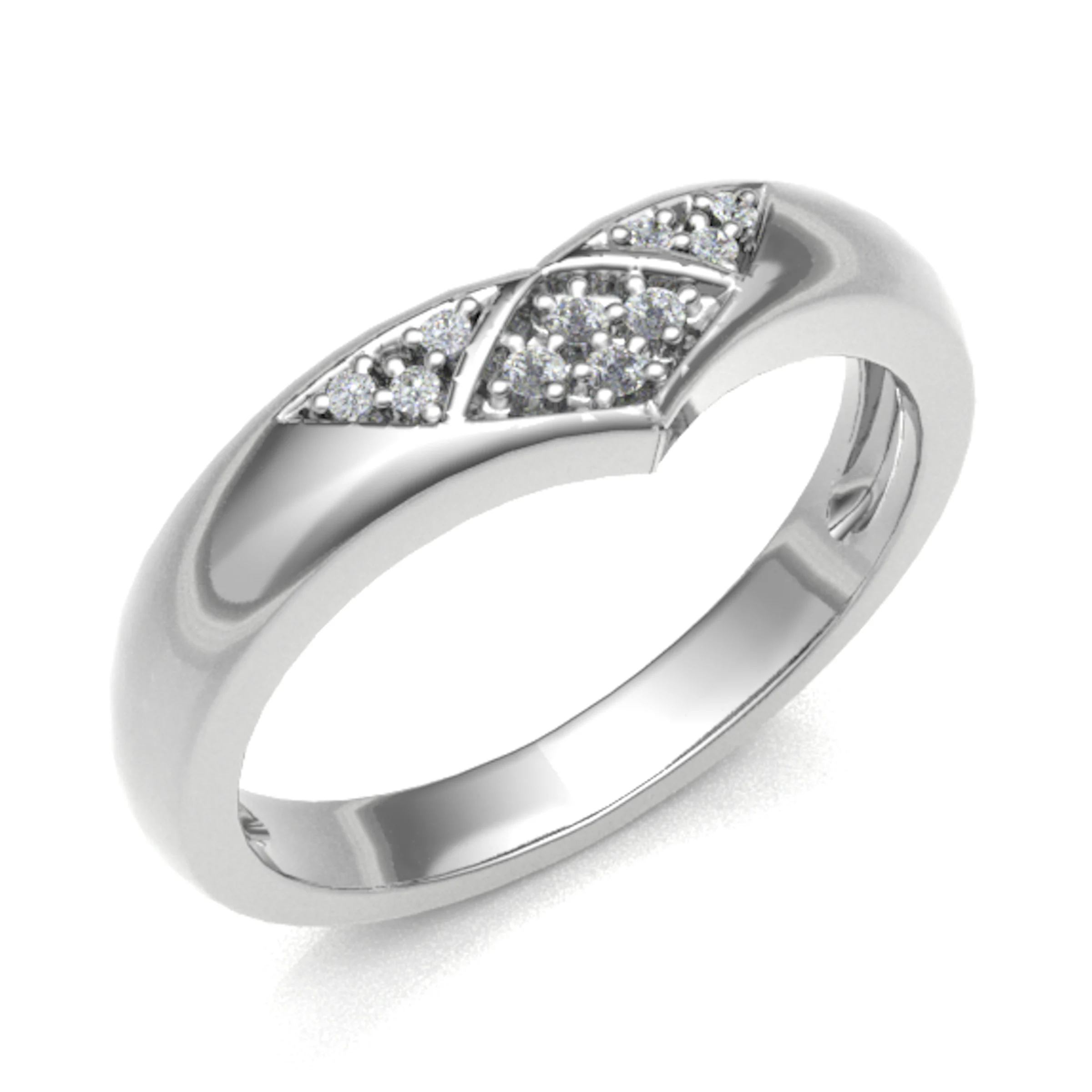 4.2mm 0.10 Carat Round Diamonds Wishbone Shaped Half Eternity Ring with Grain Set