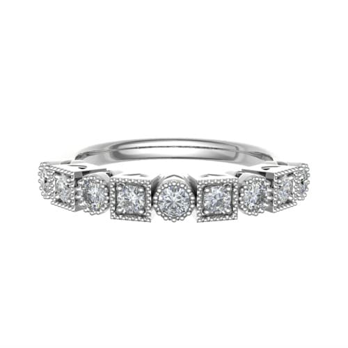 0.40 Carat Grain and Rubover Set Round Diamond Vintage Half Eternity Ring