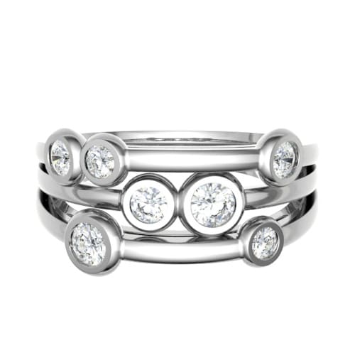 0.46 Carat Round Diamonds Bubble Design Half Eternity Ring with Rubover Set