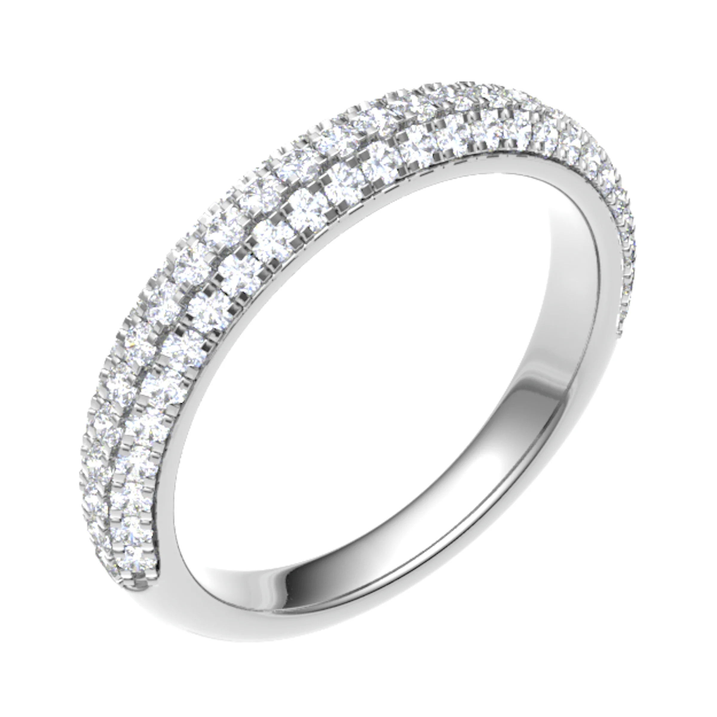 3mm 0.50 Carat Round Diamonds Bombay Pave Half Eternity Ring with Micro Claw Set