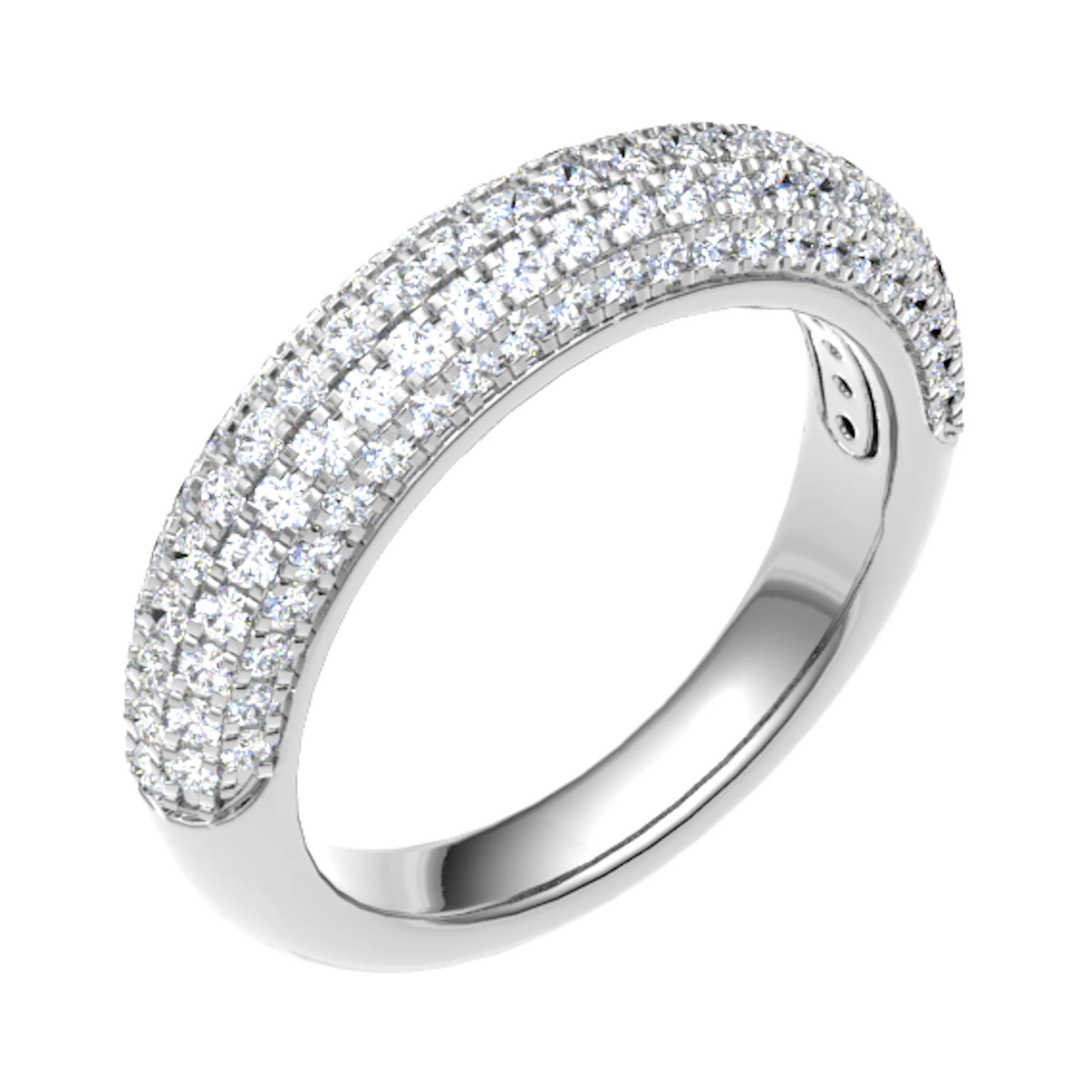 4mm 0.75 Carat Round Diamonds Bombay Pave Half Eternity Ring with Micro Claw Set