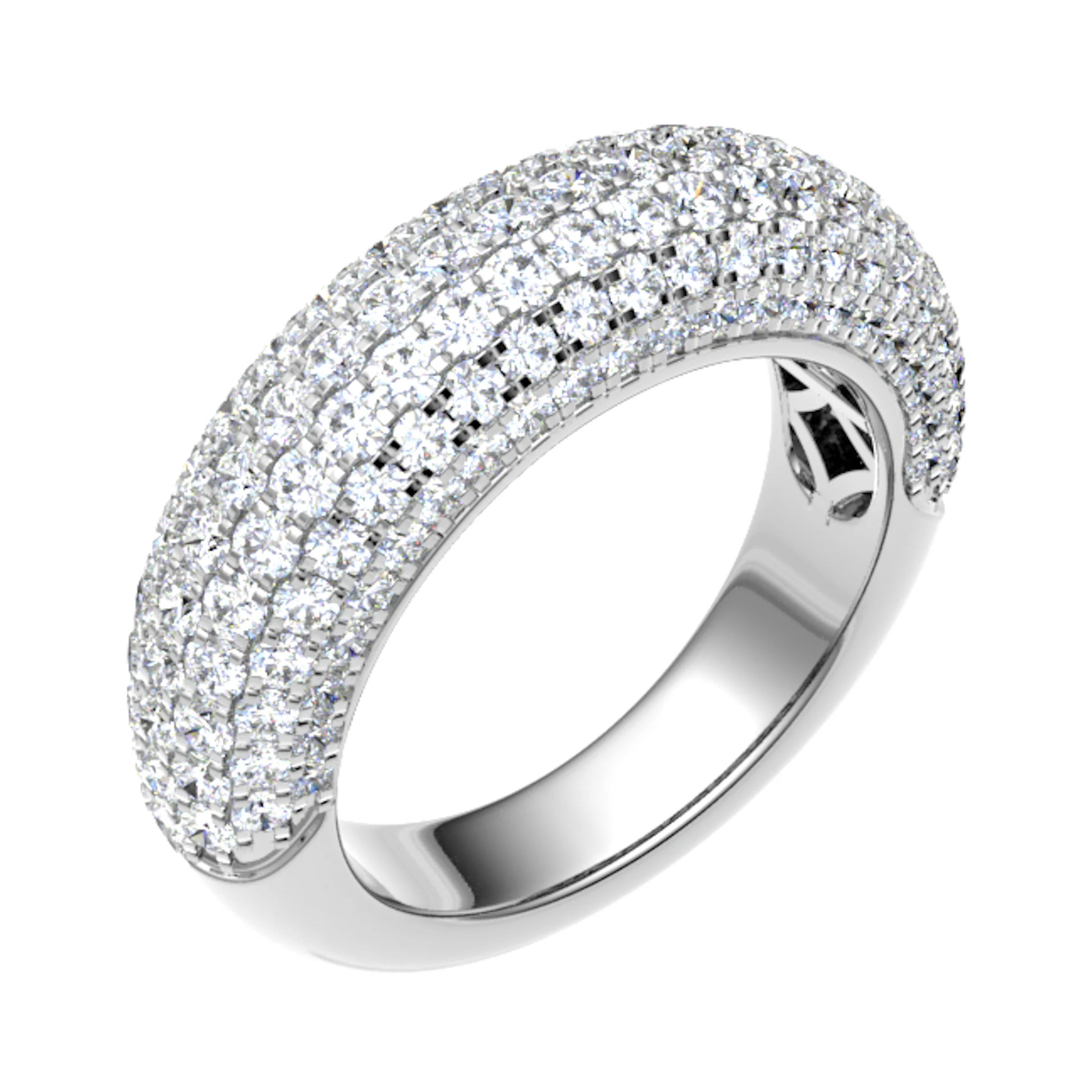 5.5mm 1.50 Carat Round Diamonds Bombay Pave Half Eternity Ring with Micro Claw Set