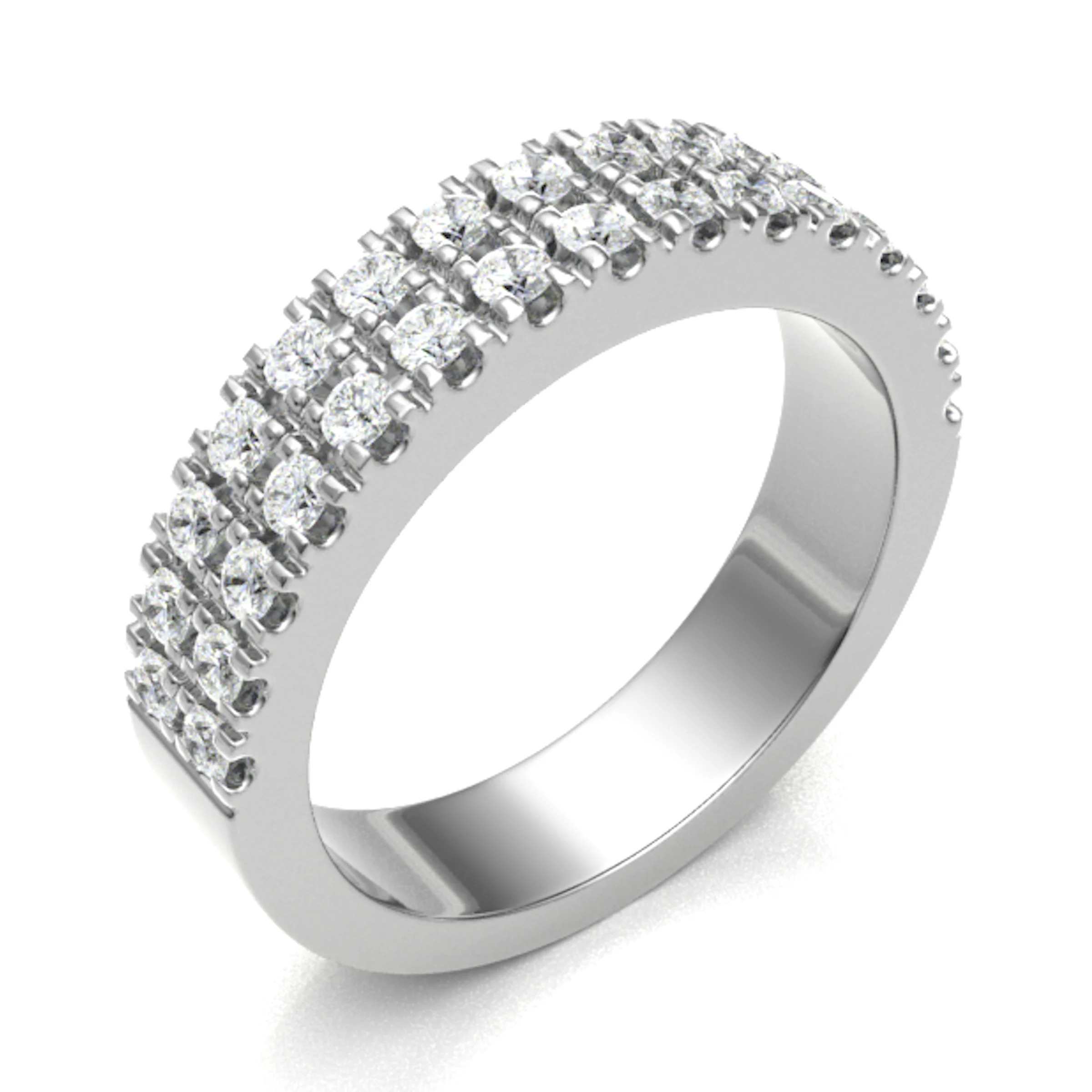 4.2mm 0.75 Carat Round Diamonds Double Row Half Eternity Ring with Micro Claw Set