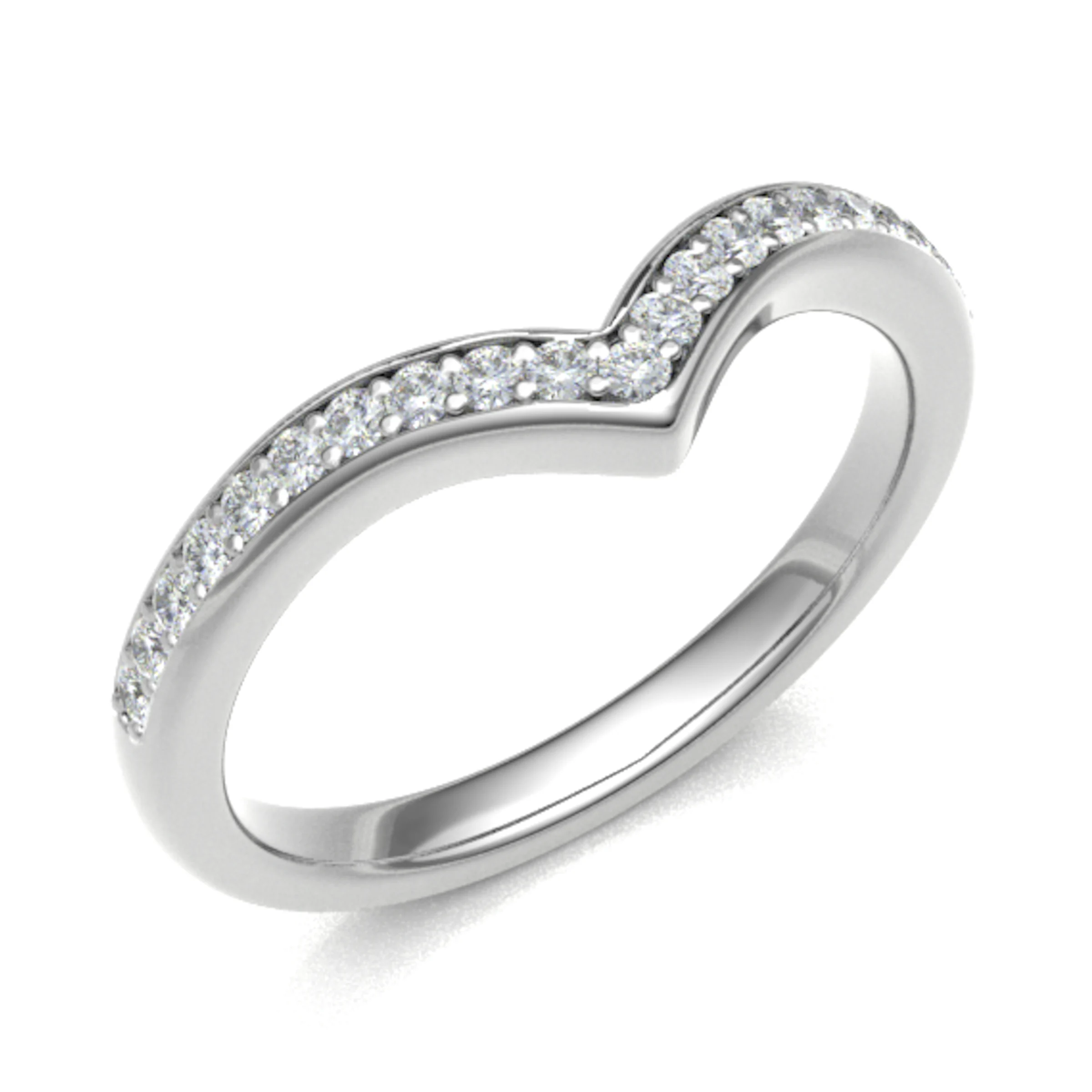2mm 0.15 Carat Round Diamonds Wishbone Shaped Half Eternity Ring with Grain Set