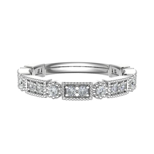0.33 Carat Grain and Rubover Set Round Diamond Vintage Half Eternity Ring