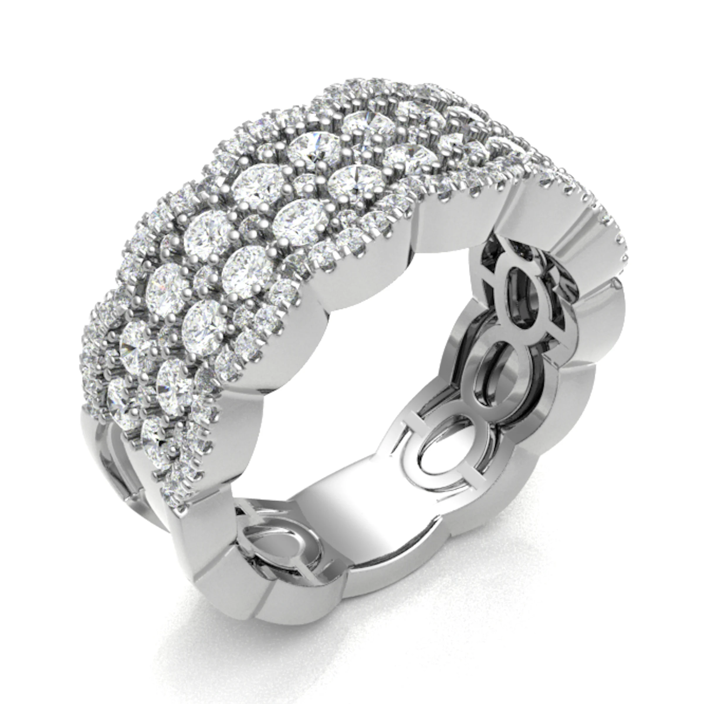 8mm 1.50 Carat Round Diamonds Multi Row Half Eternity Ring with Micro Claw Set