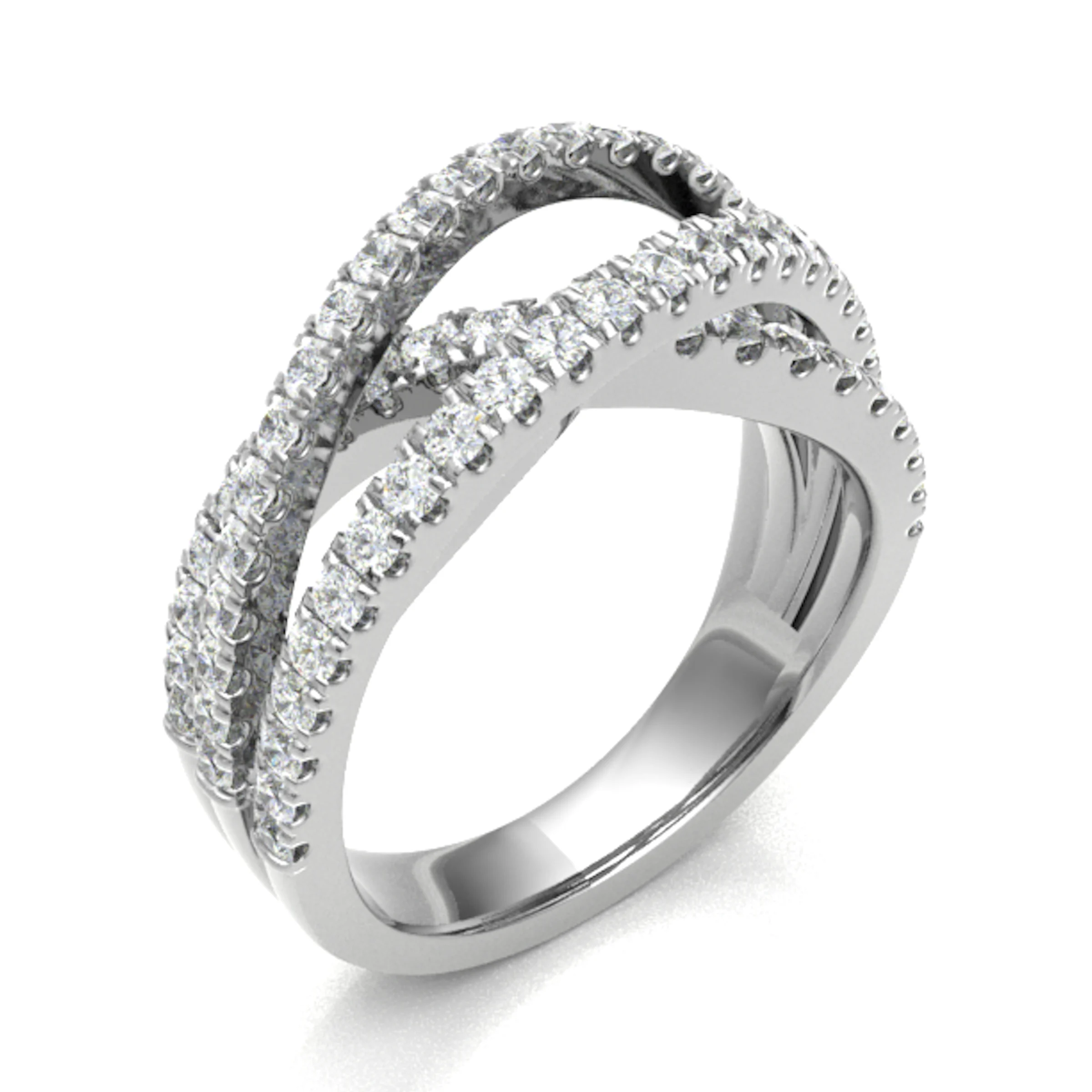 1.00 Carat Round Diamonds Multi Row Half Eternity Ring with Micro Claw Set
