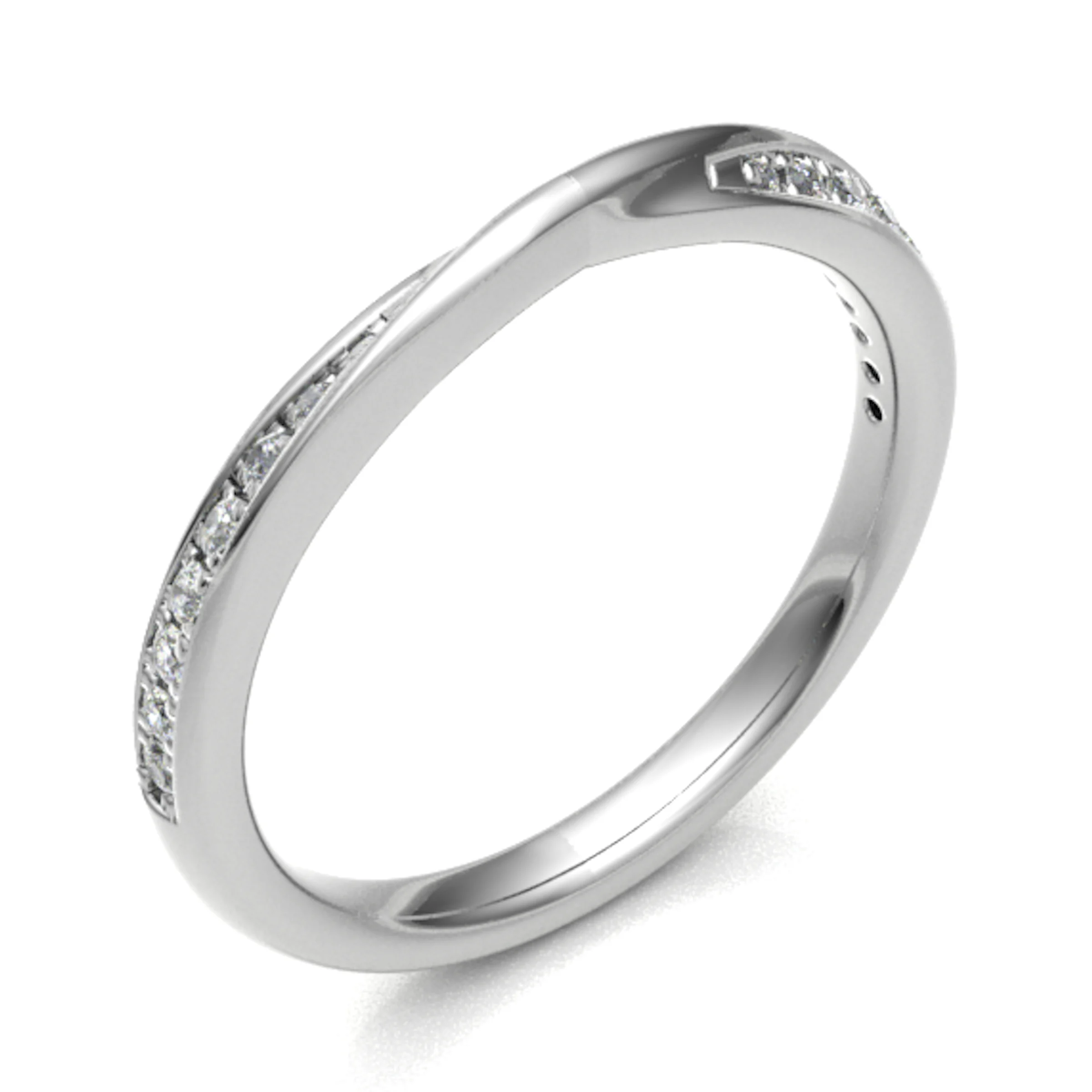 2mm 0.15 Carat Round Diamonds Crossover Half Eternity Ring with Grain Set