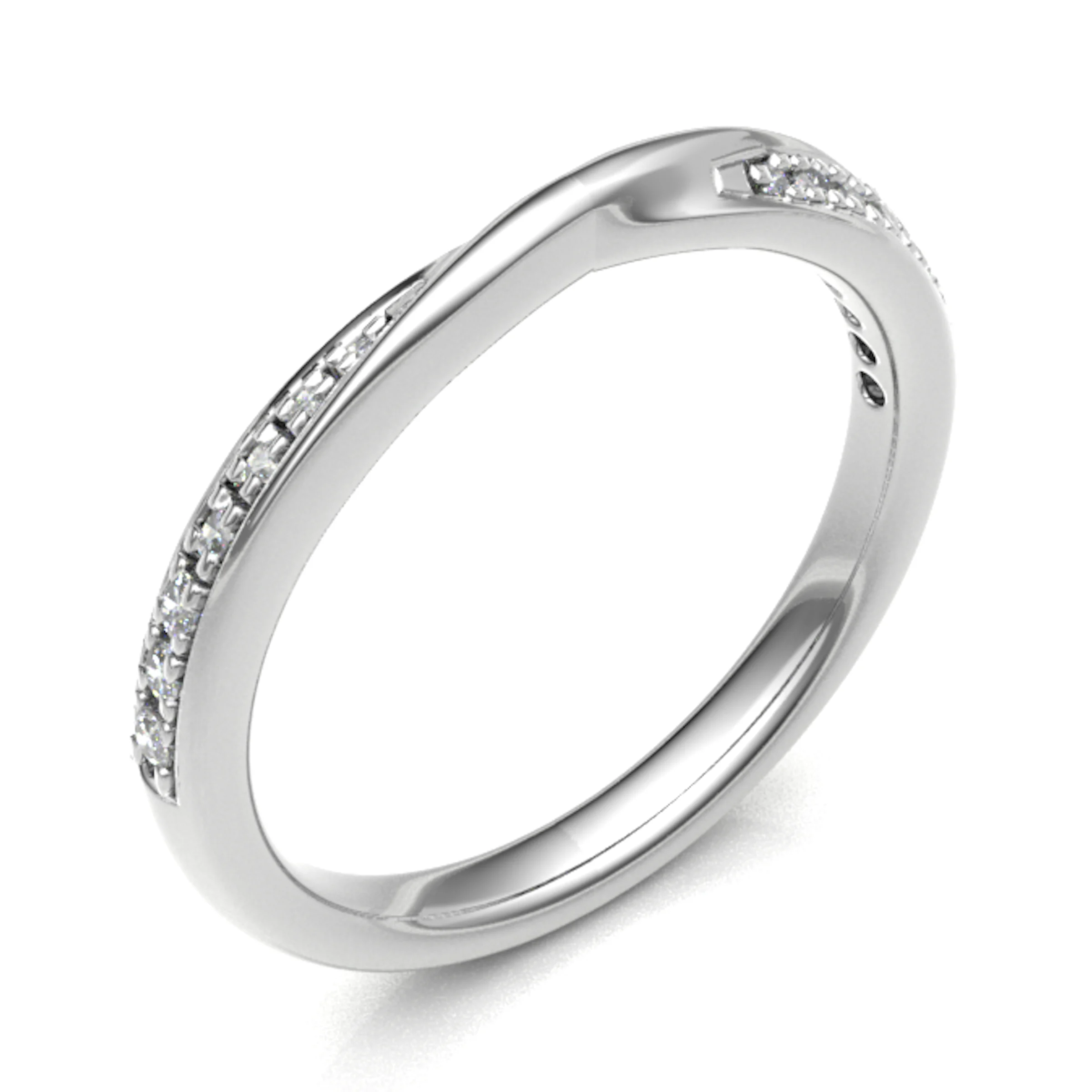 2.2mm 0.15 Carat Round Diamonds Crossover Half Eternity Ring with Grain Set