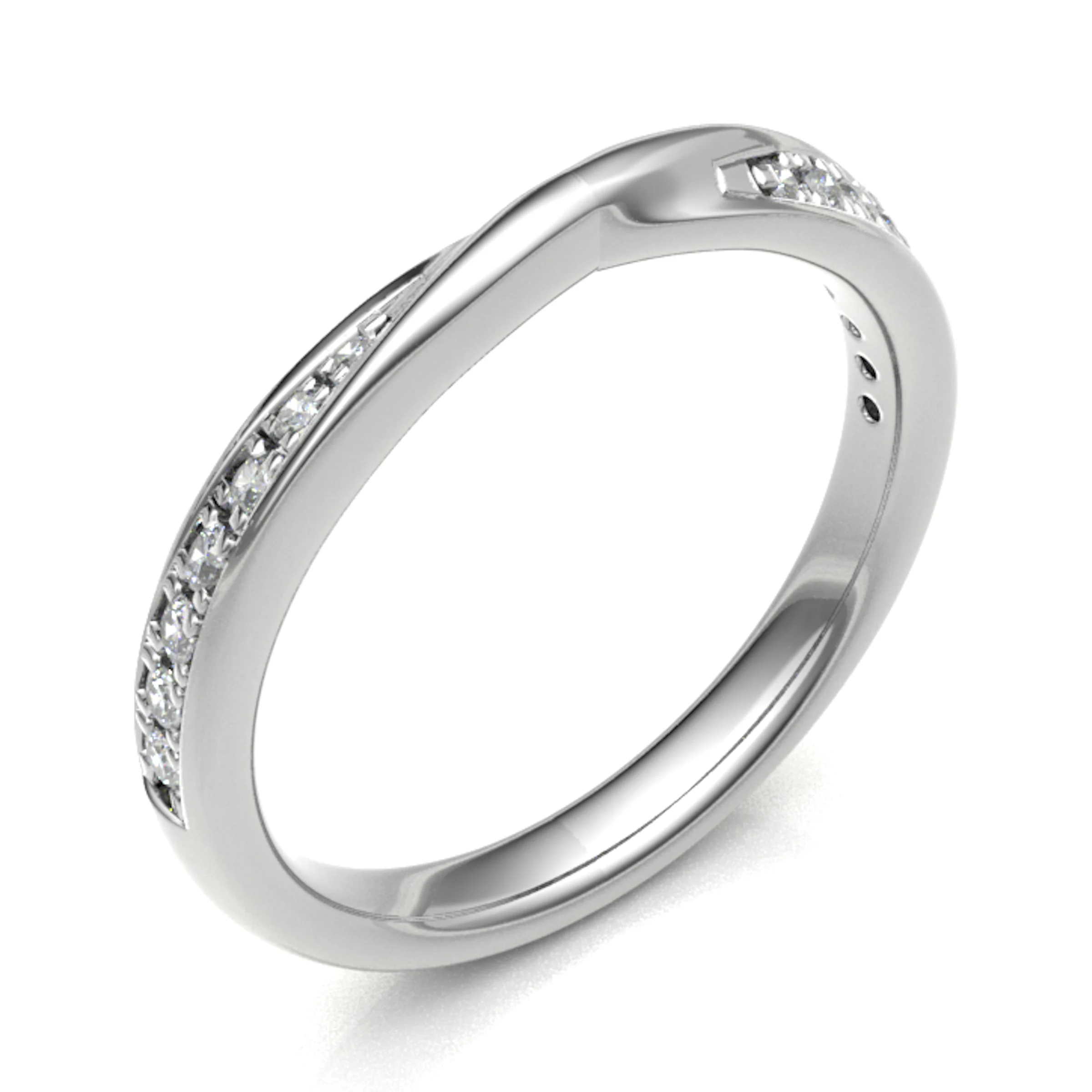 2.5mm 0.15 Carat Round Diamonds Crossover Half Eternity Ring with Grain Set