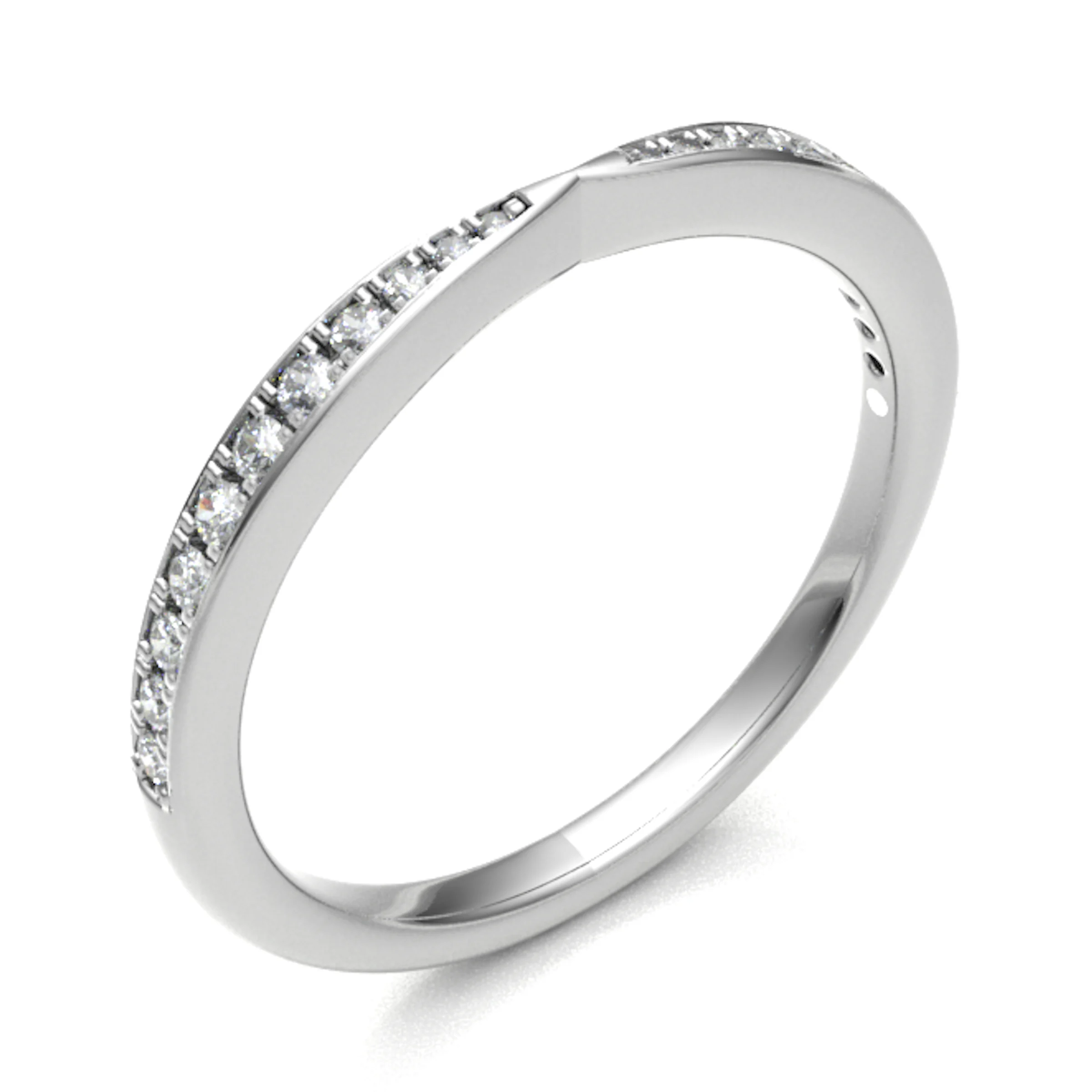 2mm 0.20 Carat Round Diamonds Pinched Half Eternity Ring with Grain Set