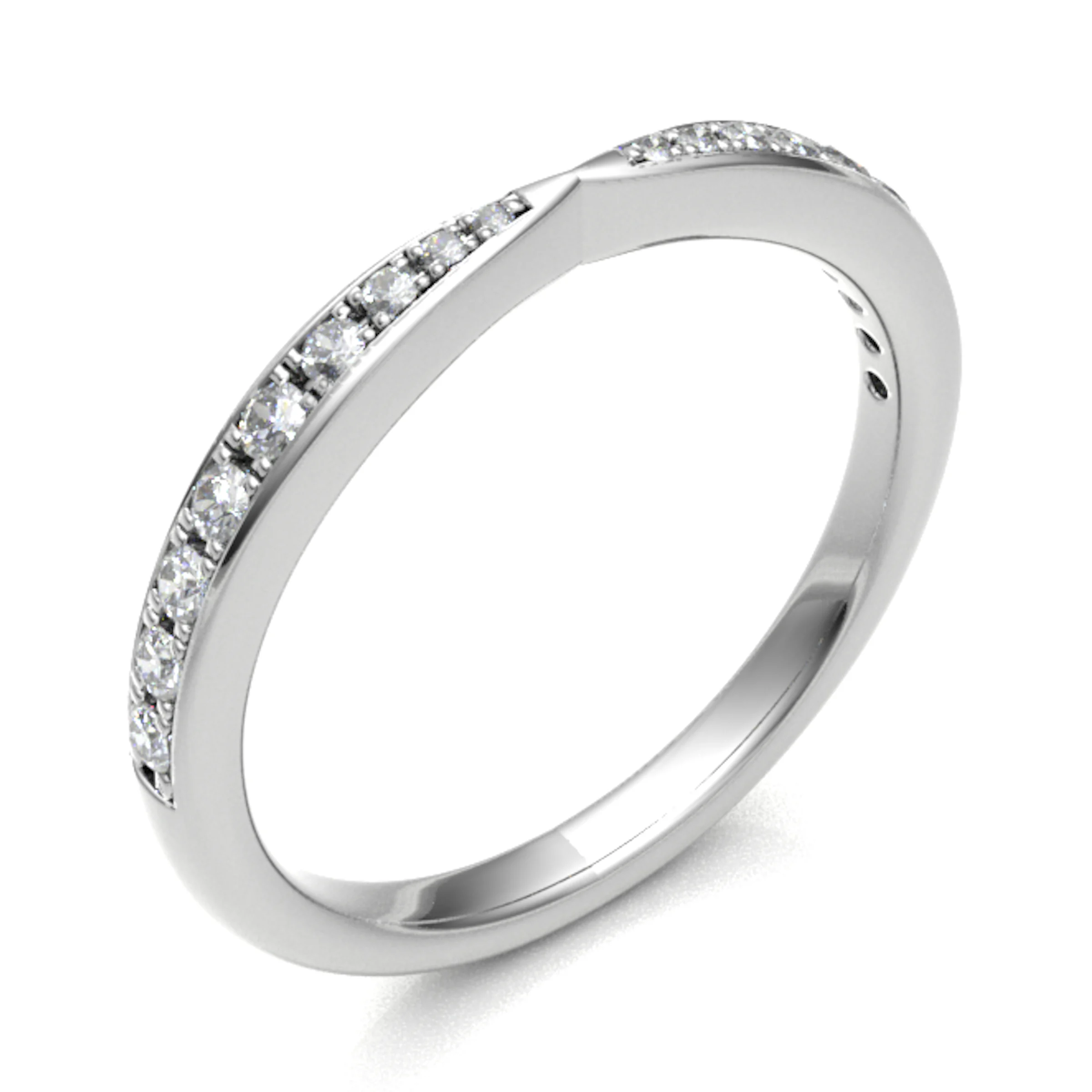2.3mm 0.25 Carat Round Diamonds Pinched Half Eternity Ring with Grain Set