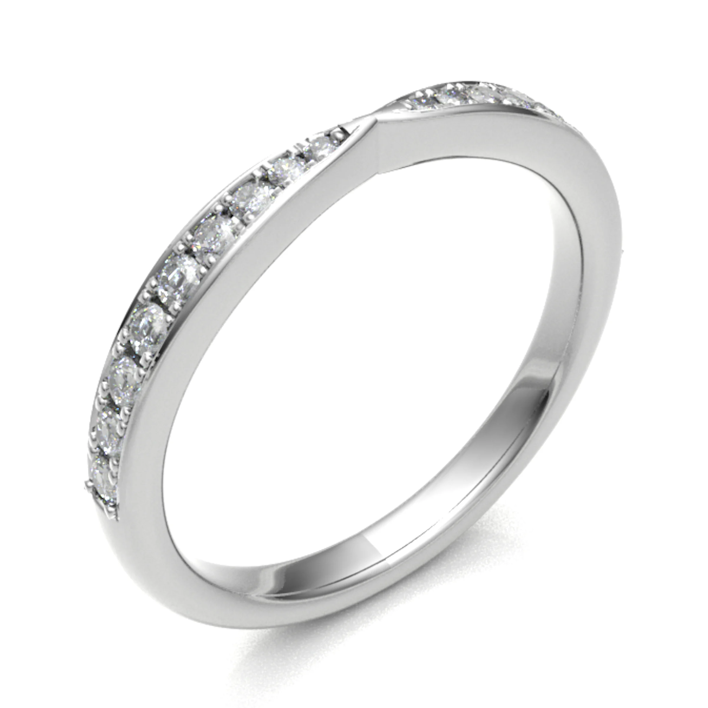 2.5mm 0.25 Carat Round Diamonds Pinched Half Eternity Ring with Grain Set