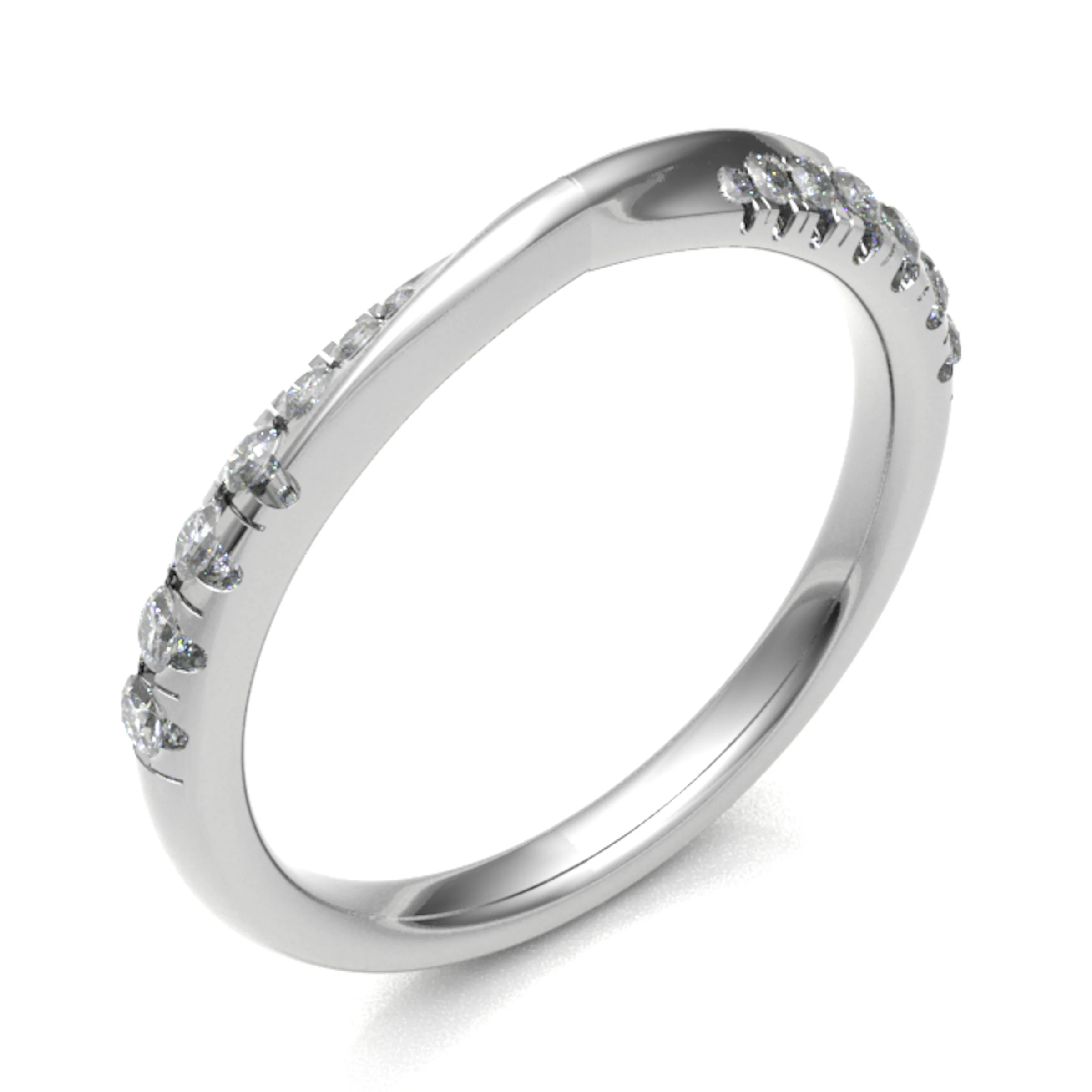 2mm 0.20 Carat Round Diamonds Crossover Half Eternity Ring with Micro Claw Set