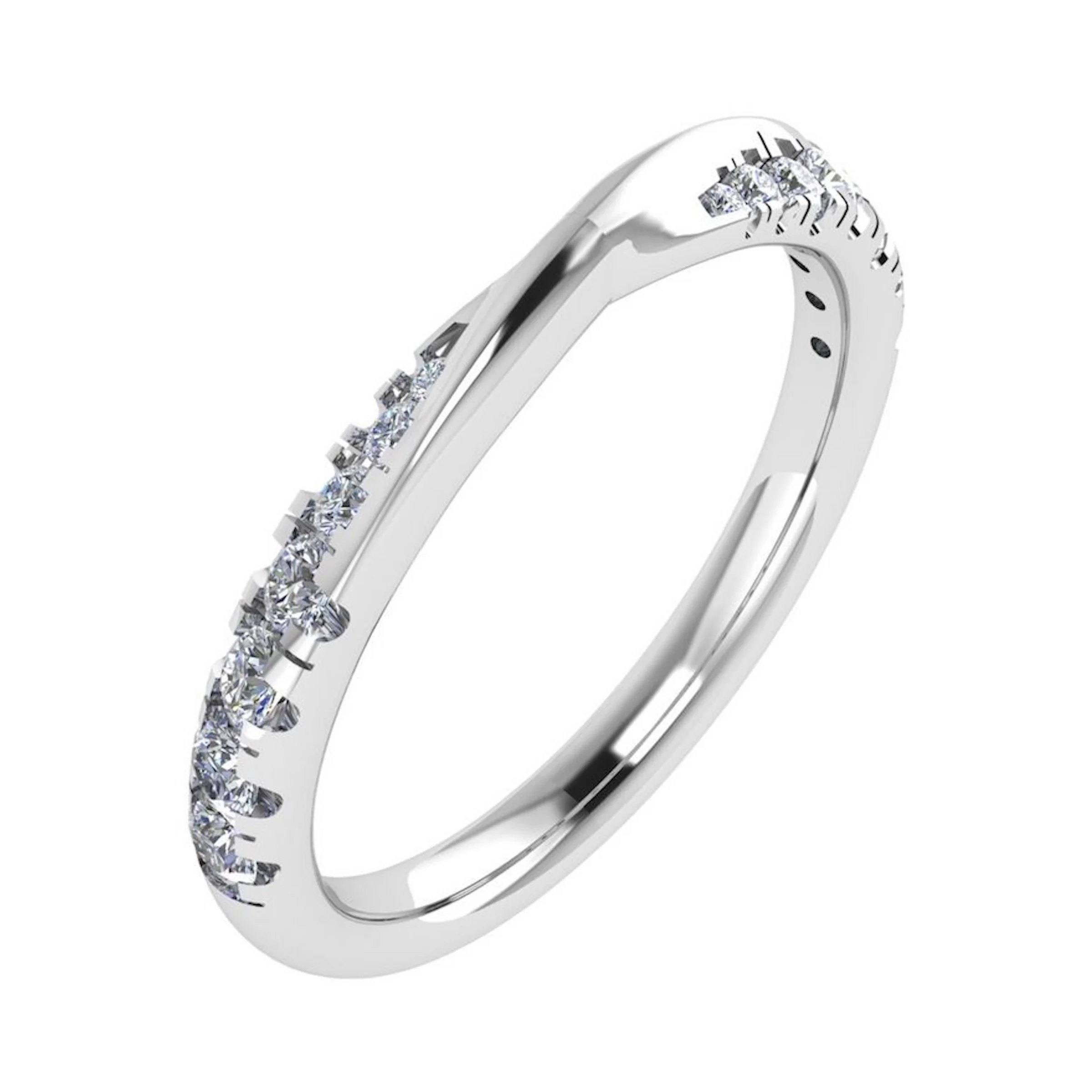 2.2mm 0.25 Carat Round Diamonds Crossover Half Eternity Ring with Micro Claw Set