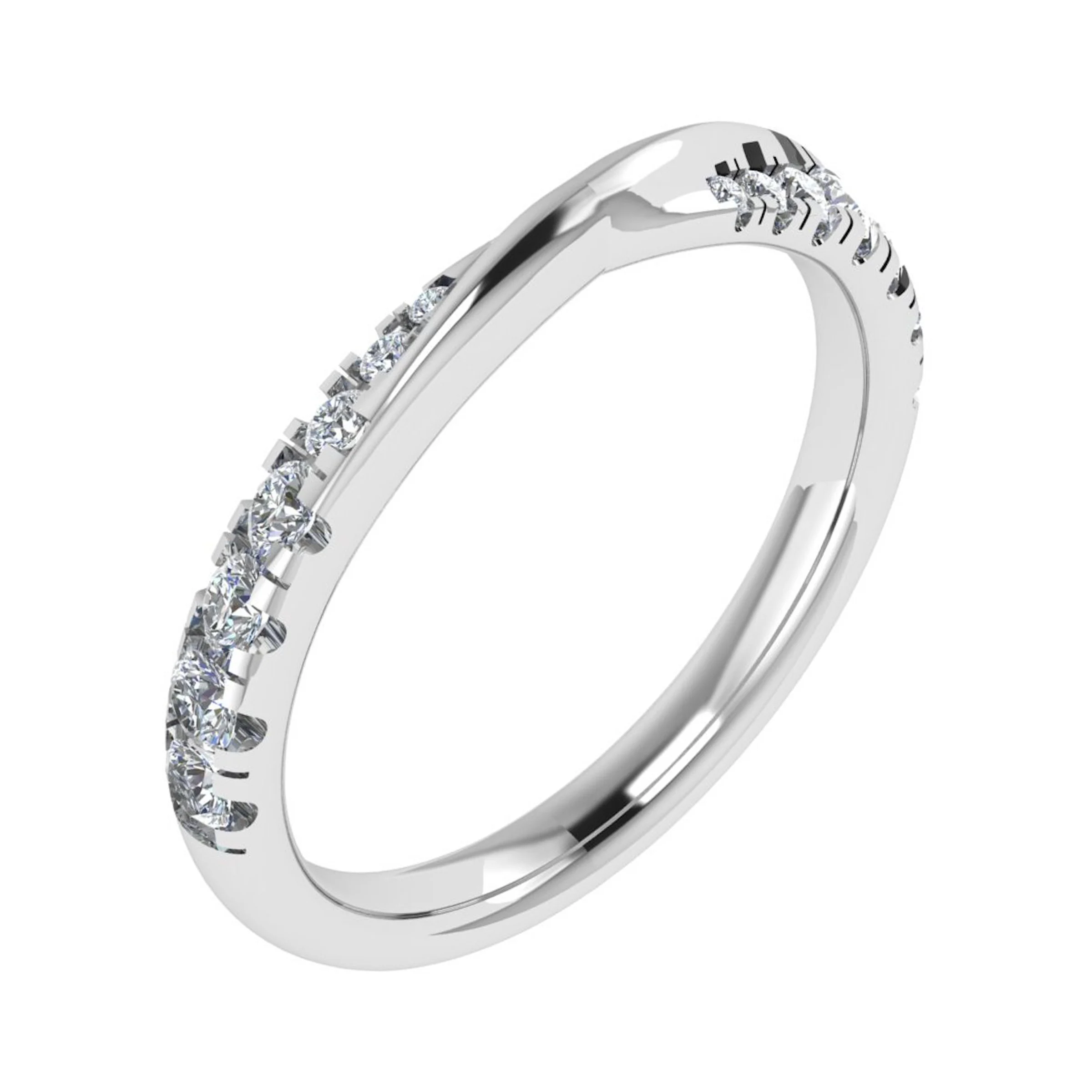 2.5mm 0.33 Carat Round Diamonds Crossover Half Eternity Ring with Micro Claw Set