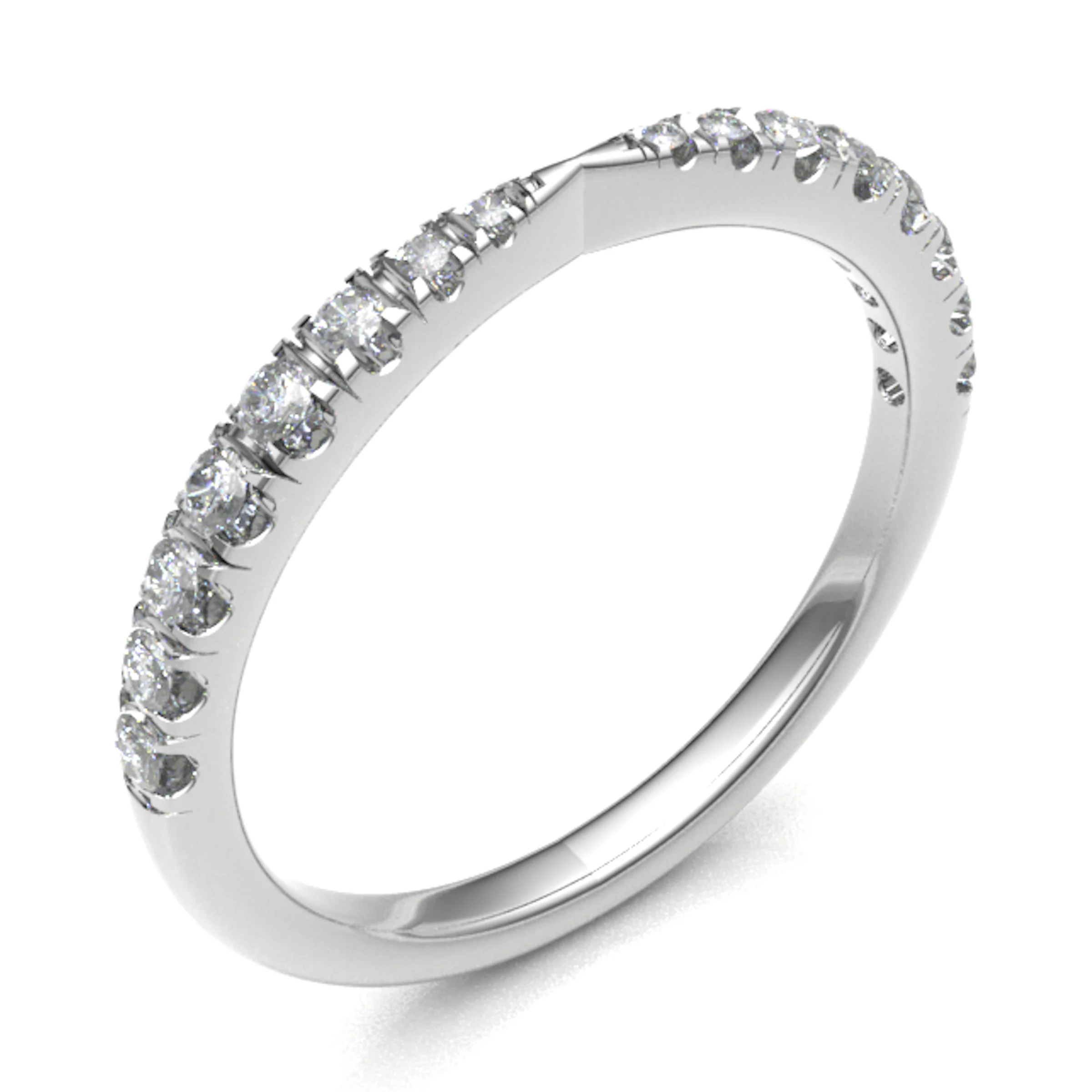 2mm 0.25 Carat Round Diamonds Pinched Half Eternity Ring with Micro Claw Set