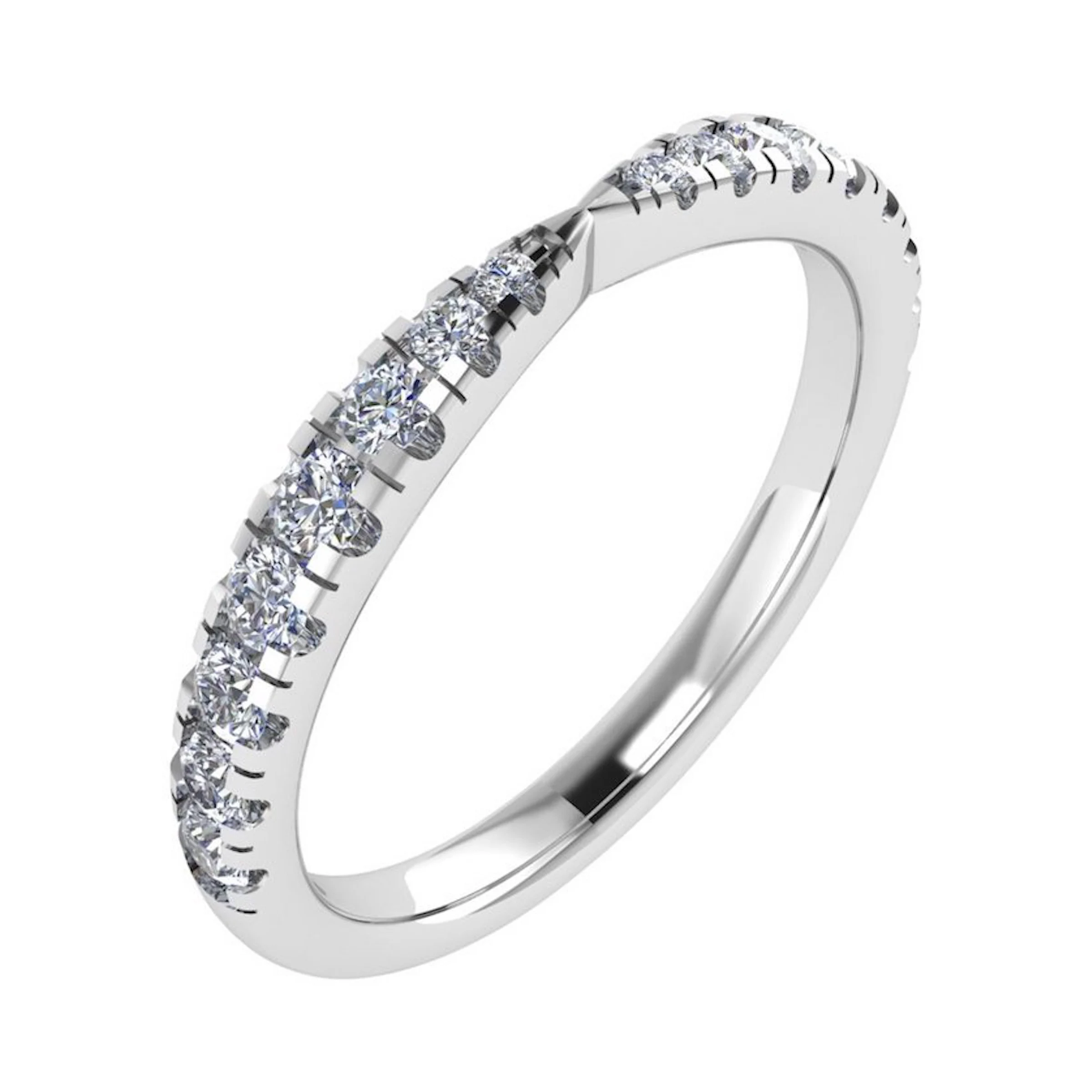 2.2mm 0.33 Carat Round Diamonds Pinched Half Eternity Ring with Micro Claw Set