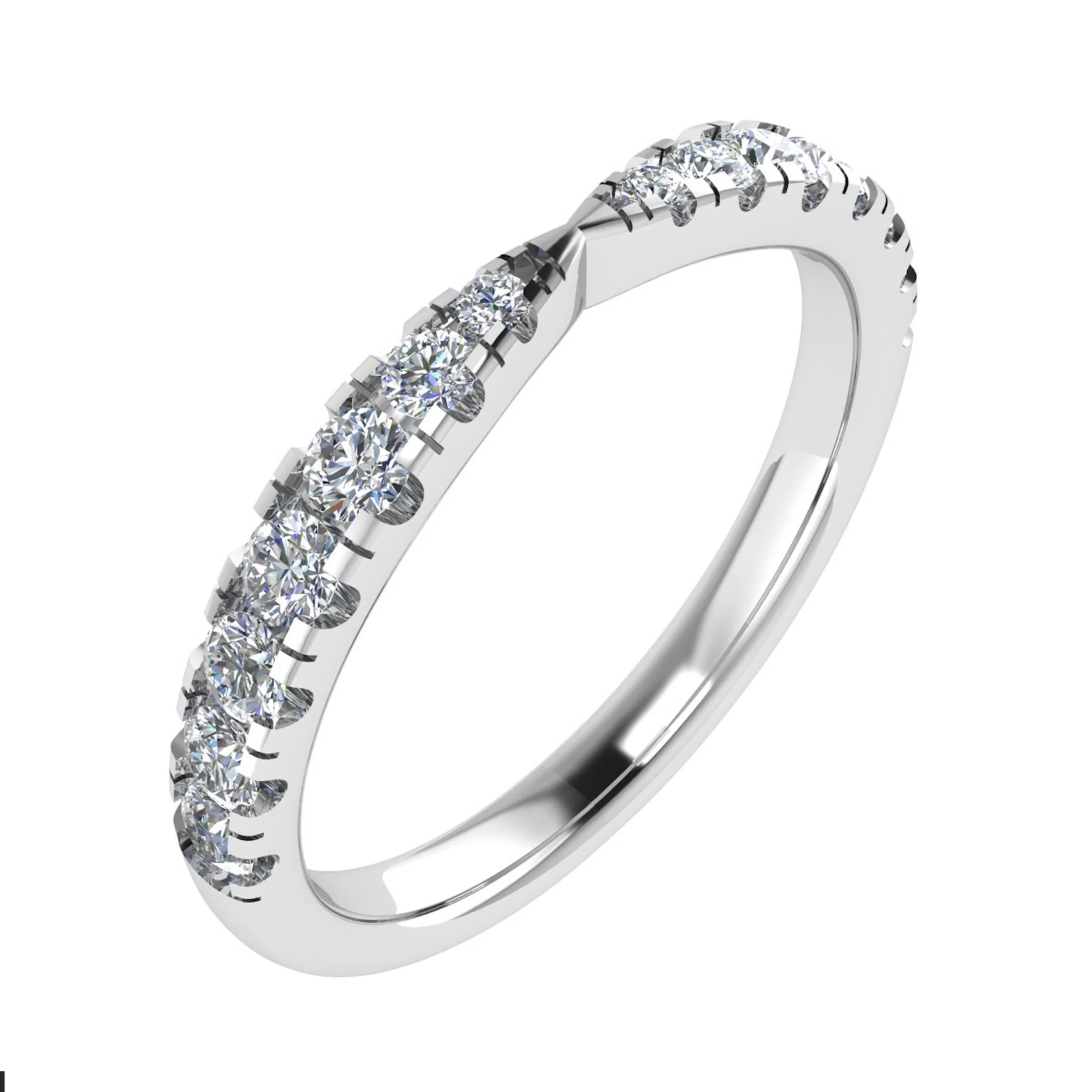2.5mm 0.40 Carat Round Diamonds Pinched Half Eternity Ring with Micro Claw Set