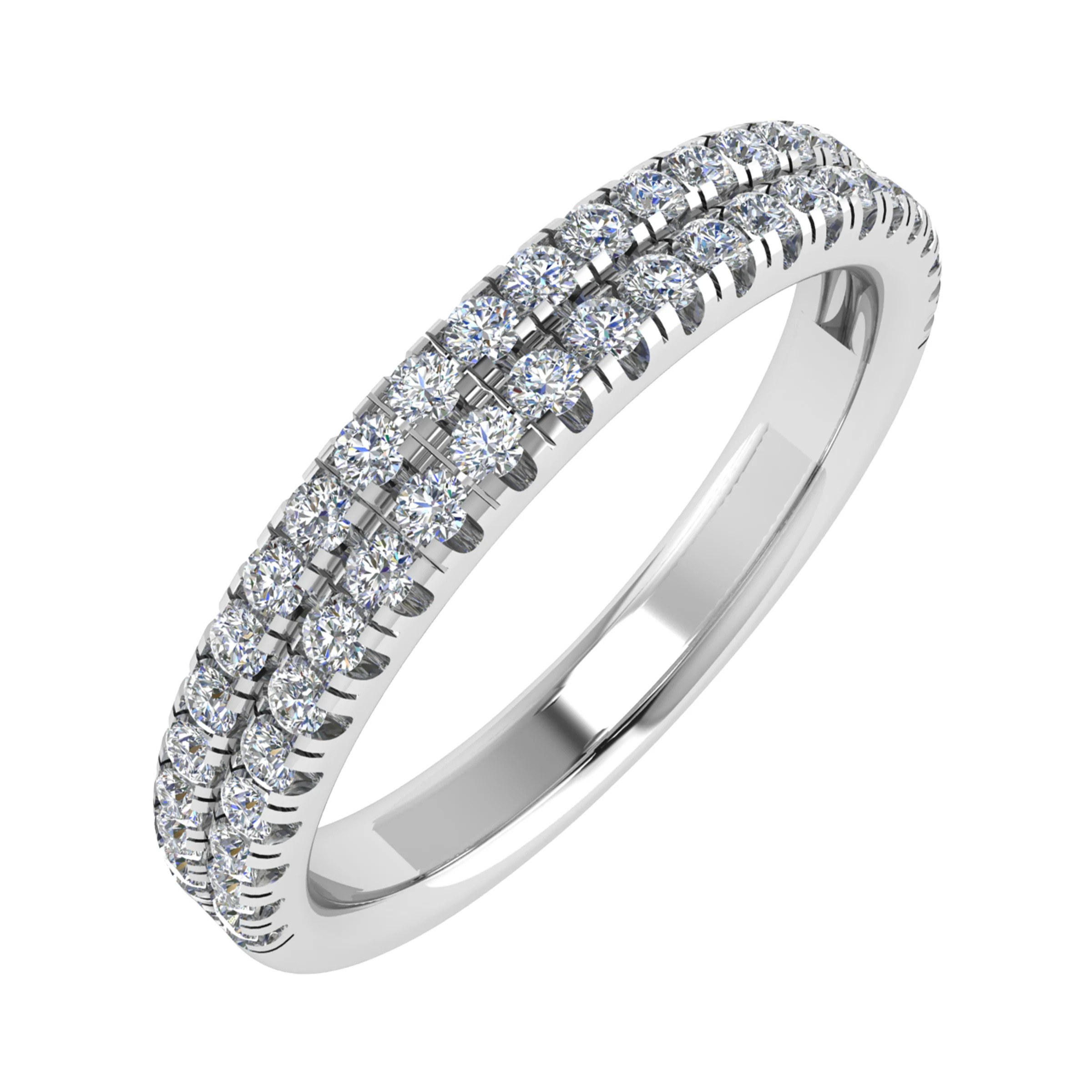 3mm 0.33 Carat Round Diamonds Double Row Half Eternity Ring with Micro Claw Set