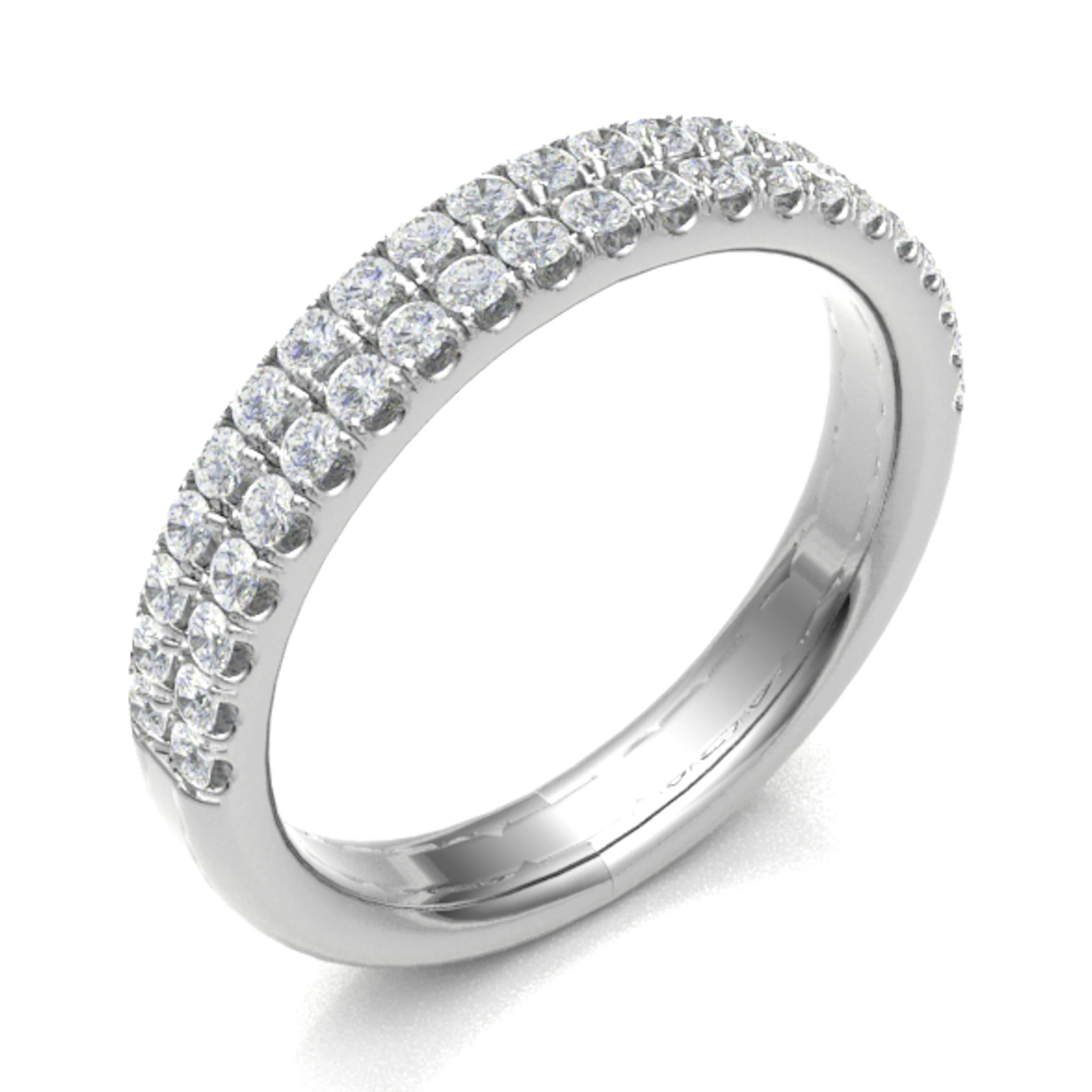 3.3mm 0.40 Carat Round Diamonds Double Row Half Eternity Ring with Micro Claw Set