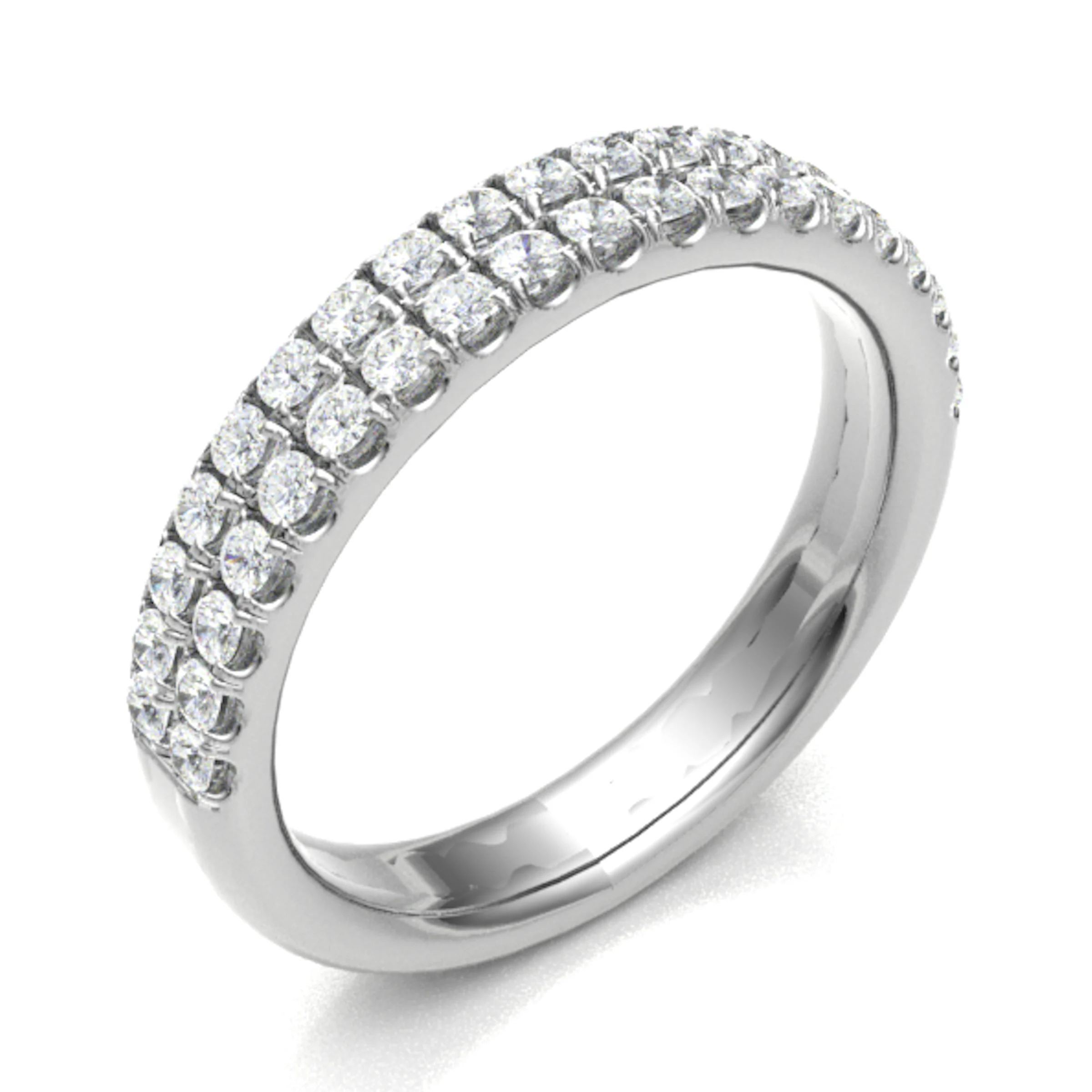 3.6mm 0.40 Carat Round Diamonds Double Row Half Eternity Ring with Micro Claw Set