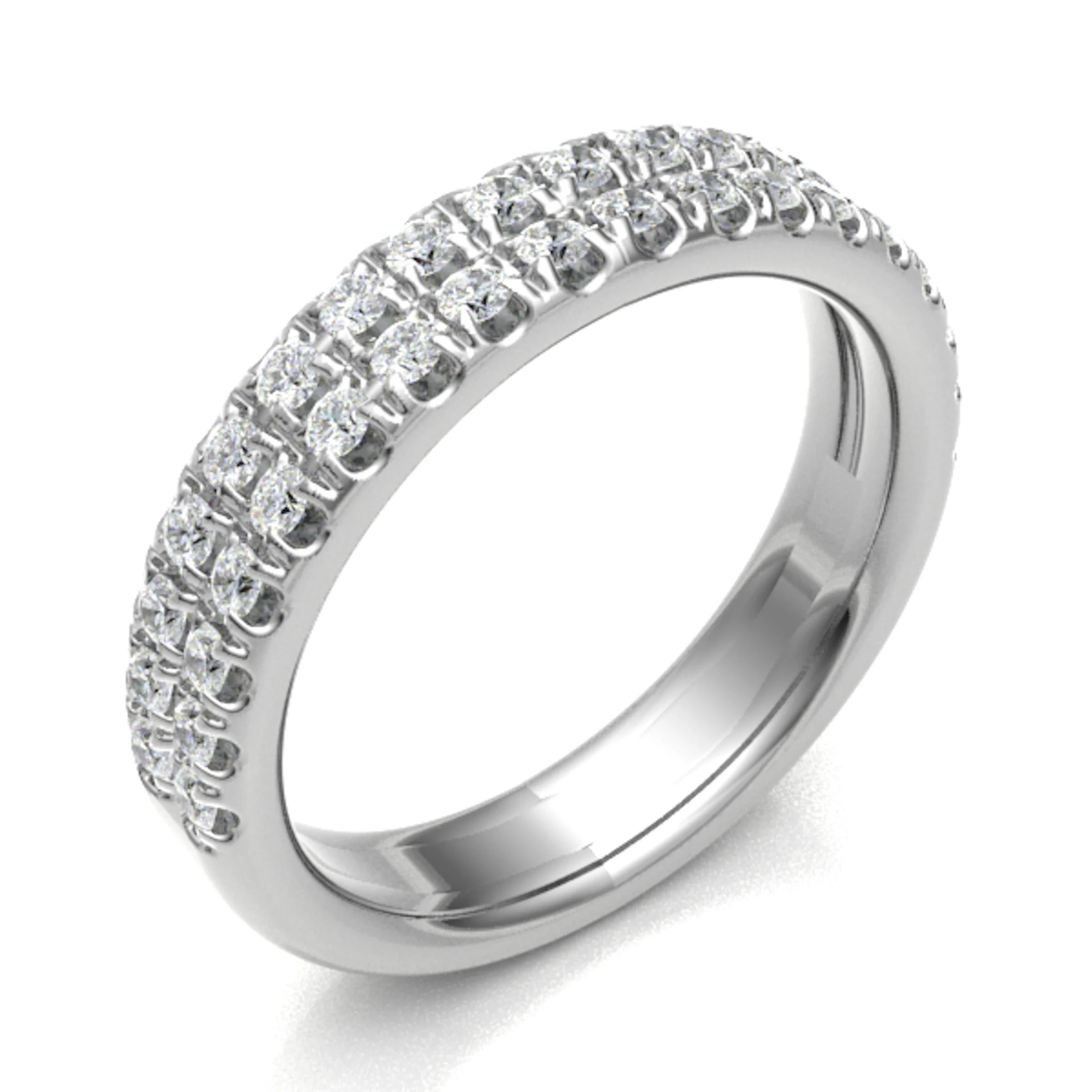 4.2mm 0.60 Carat Round Diamonds Double Row Half Eternity Ring with Micro Claw Set