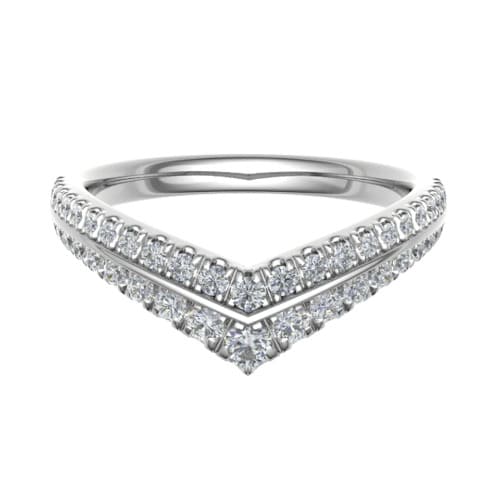0.40 Carat Round Diamonds Two Row Wishbone Shaped Half Eternity Ring with Micro Claw Set