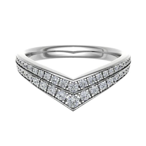 0.40 Carat Round Diamonds Two Row Wishbone Shaped Half Eternity Ring with Grain Set