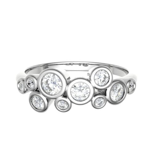 0.45 Carat Round Diamonds Bubble Design Half Eternity Ring with Rubover Set