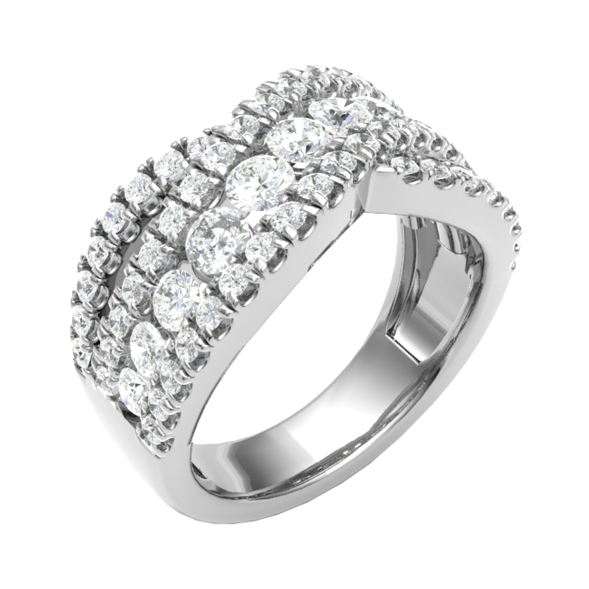 9.7mm 2.00 Carat Round Diamonds Multi Row Half Eternity Ring with Micro Claw and Channel Set