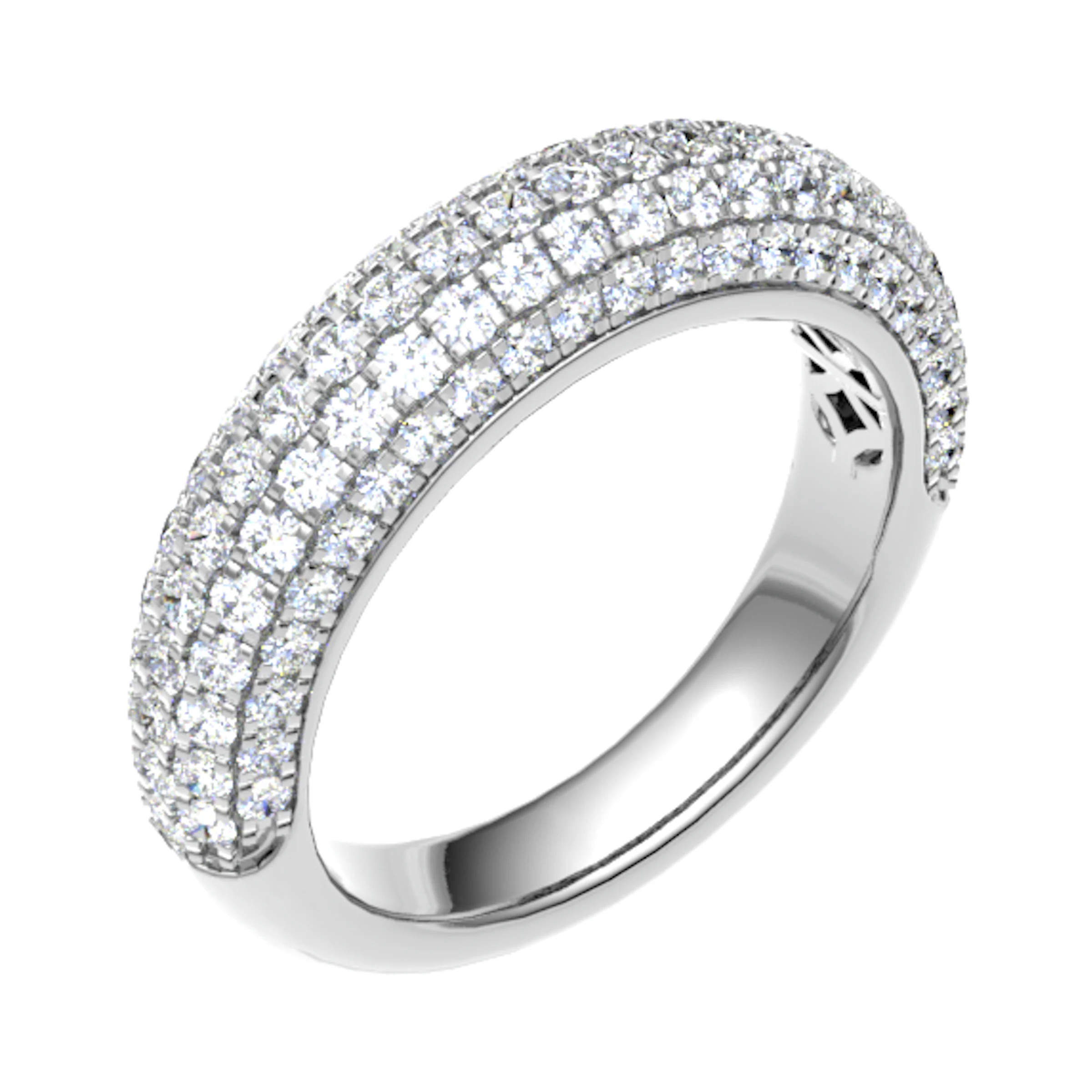 4.5mm 1.00 Carat Round Diamonds Bombay Pave Half Eternity Ring with Micro Claw Set