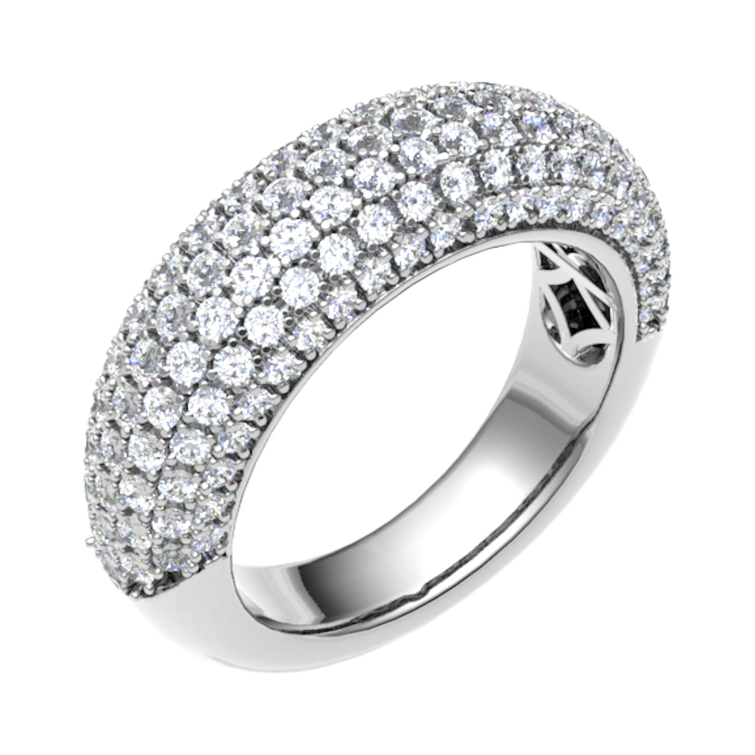 6.5mm 1.50 Carat Round Diamonds Bombay Pave Half Eternity Ring with Micro Claw Set